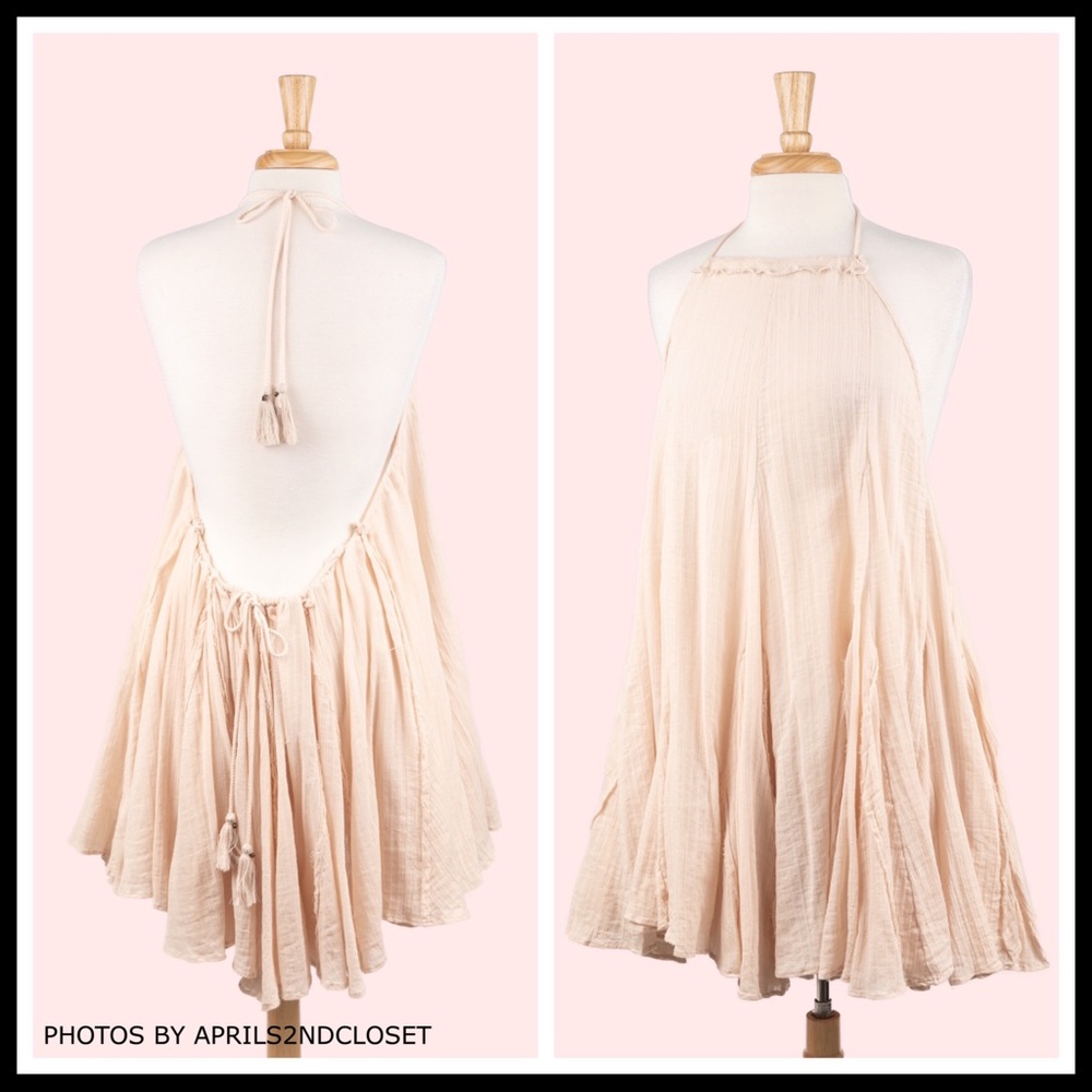 FREE PEOPLE BOHO FLOWY MINI HALTER SLIP DRESS A2C - Picture 12 of 16